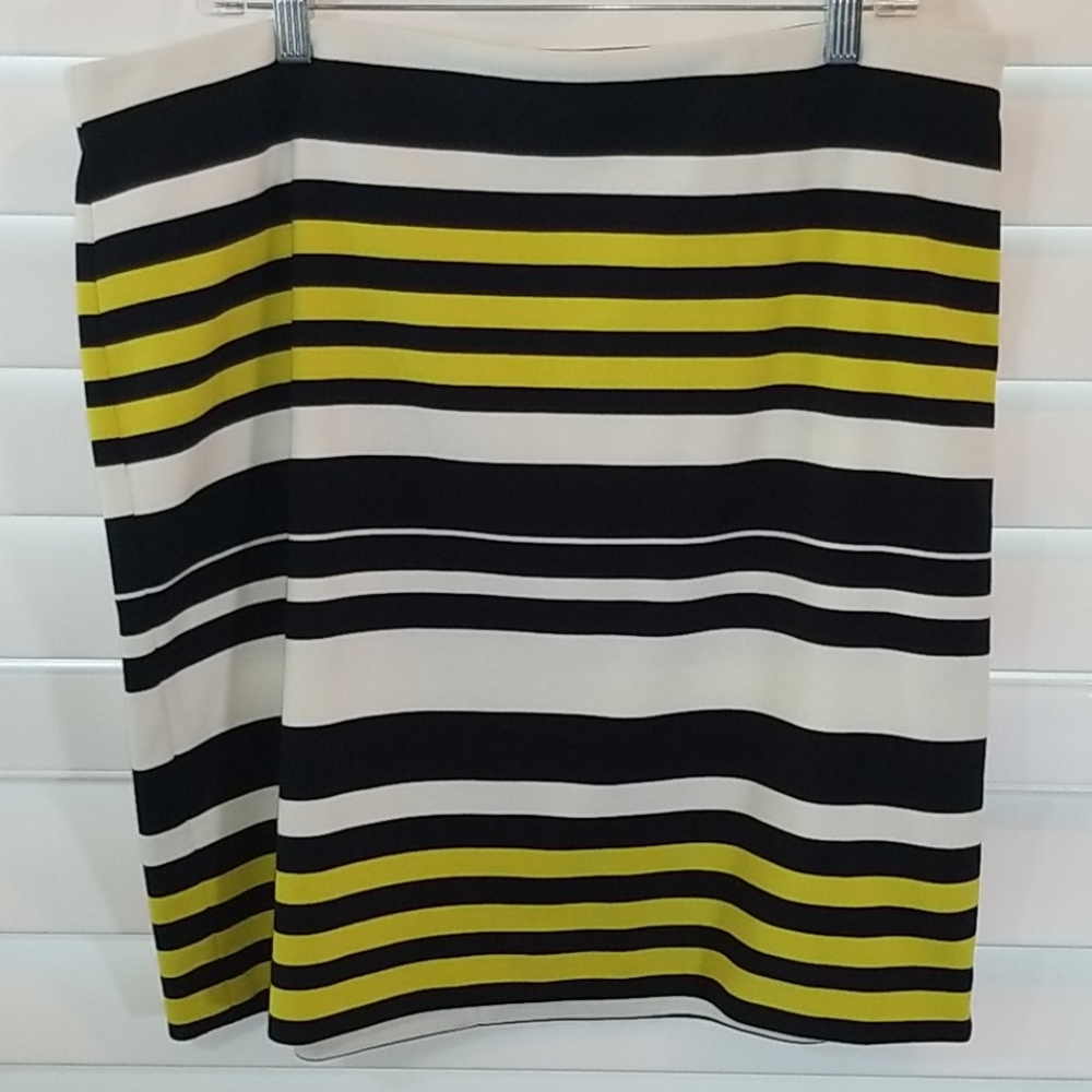 Ann Taylor Black, Green, and White Skirt